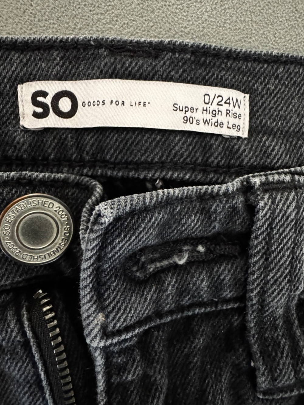 SO Super High Rise 90's Wide Leg Jeans - Washed Black